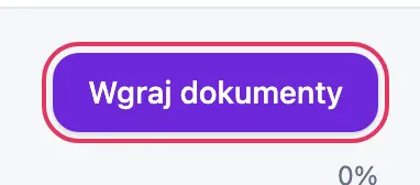 Przycisk „Wgraj dokumenty” w widoku bazy wiedzy